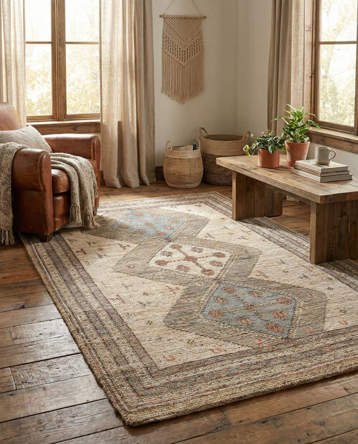 Detail image of 5' 1 x 8' Chenille Jute Rug