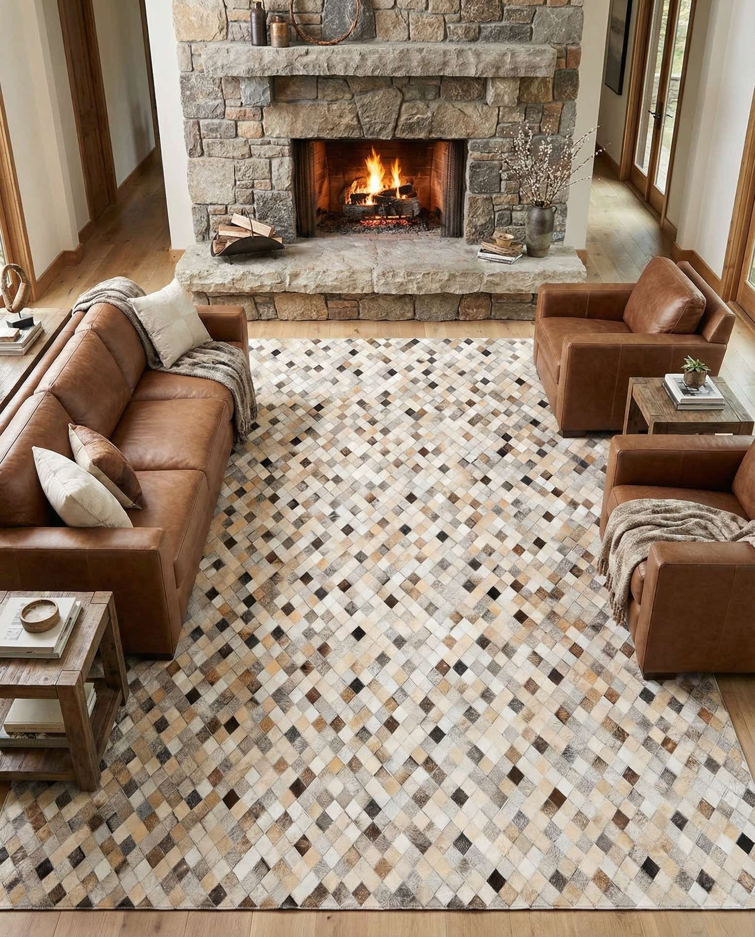 6' 9 x 9' 10 Cowhide Stocks Rug