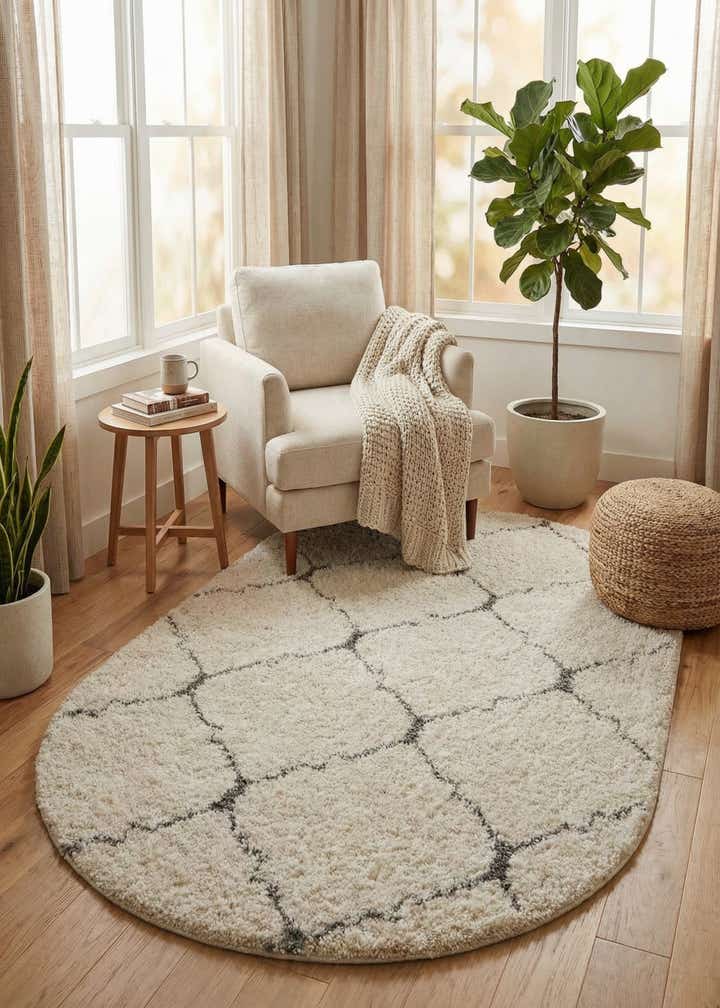 5' 3 x 8' Moroccan Shag Oval Rug