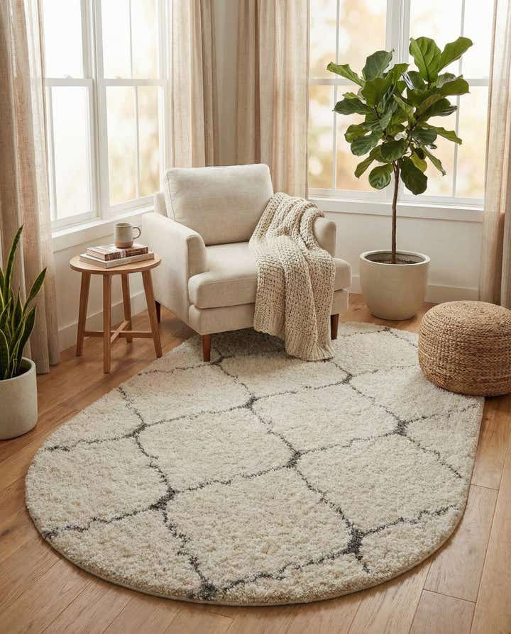 5' 3 x 8' Moroccan Shag Oval Rug