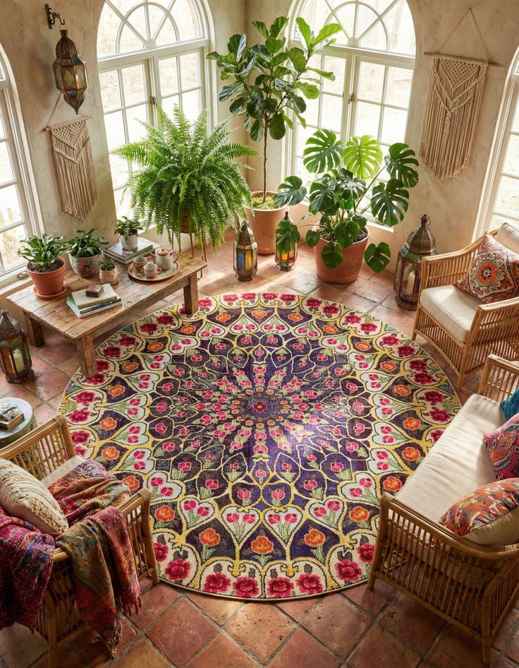 Detail image of 8' x 8' Washable Carnevale Round Rug