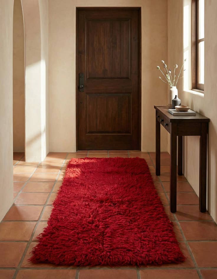 Detail image of 2' 5 x 4' 9 Hand Knotted Moroccan Wool Runner Rug