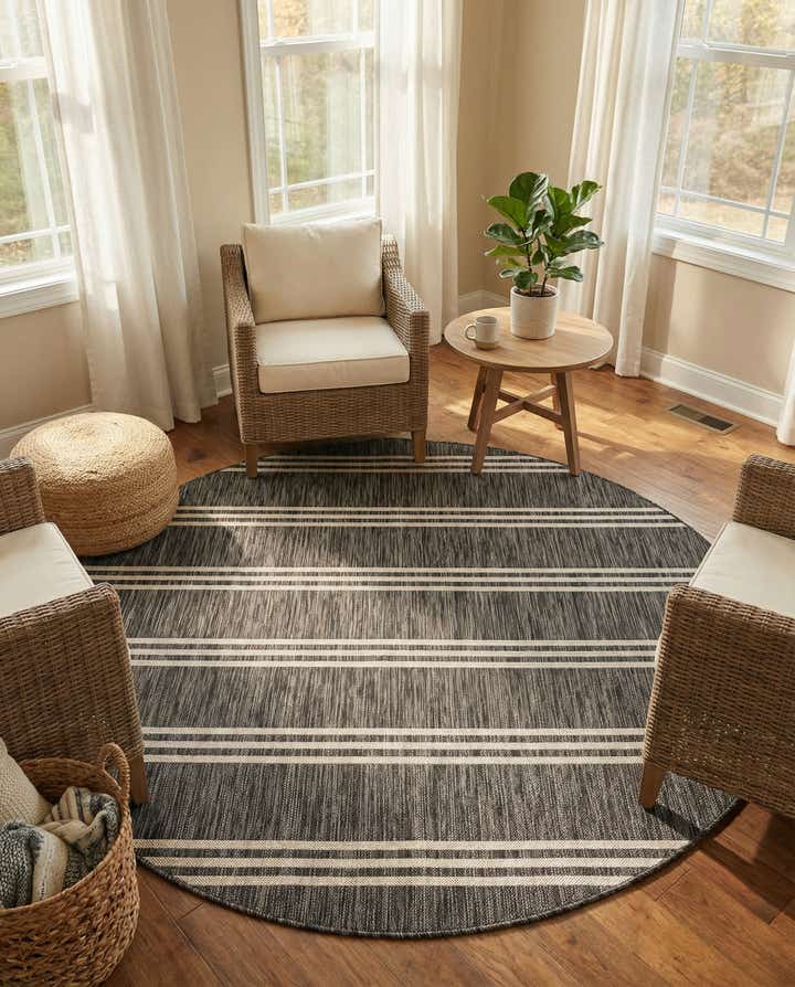 6' x 6' Easy-Clean Jill Zarin Anguilla Indoor / Outdoor Round Rug