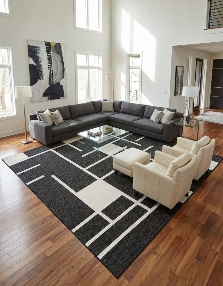 Detail image of 13' x 13' Easy-Clean Modern Indoor / Outdoor Square Rug