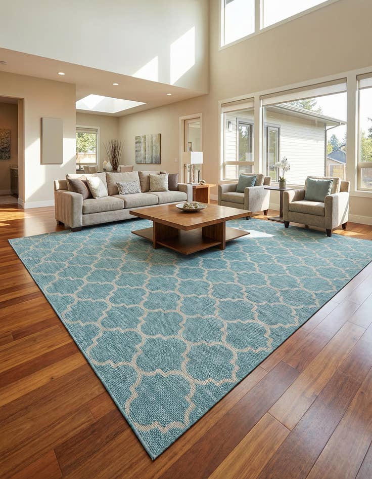 Detail image of 13' x 13'  Washable Trellis Indoor / Outdoor Square Rug