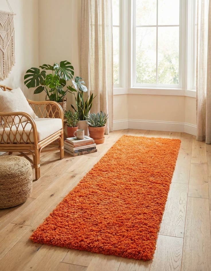 Detail image of 2' x 6' 5 Solid Shag Runner Rug