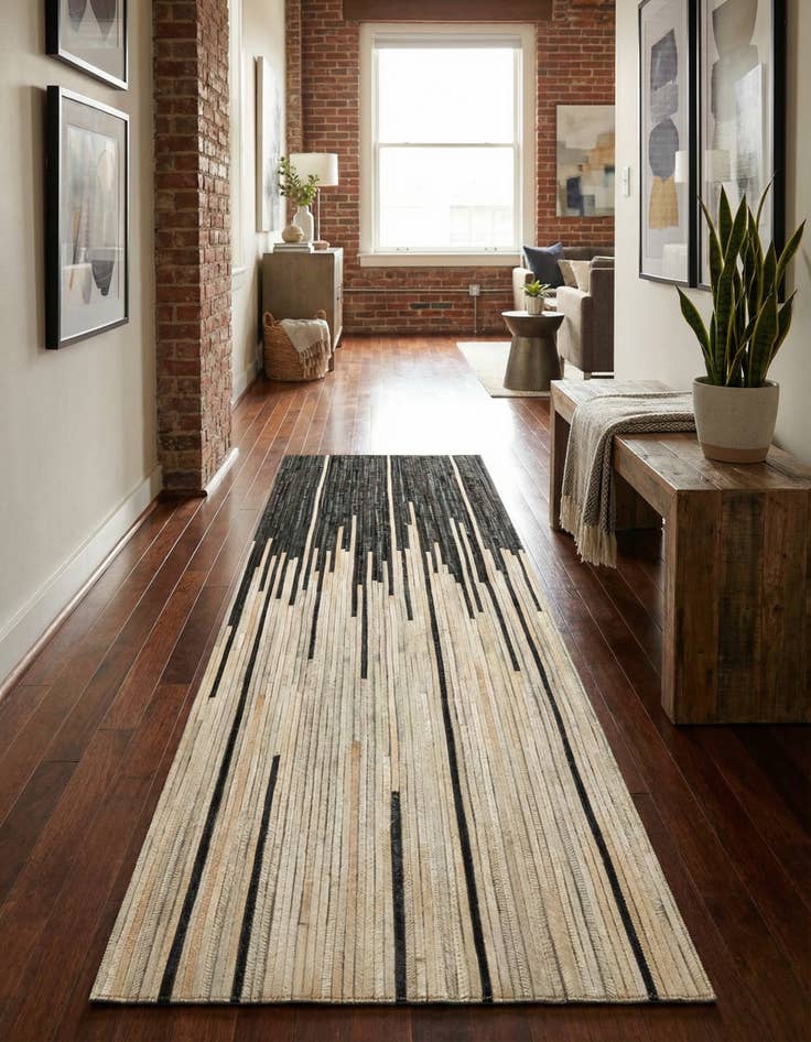 Detail image of 2' 2 x 8' Cowhide Leather Runner Rug