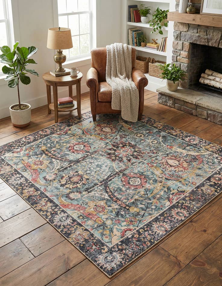 Detail image of 7' 10 x 7' 10 Washable Timeless Square Rug