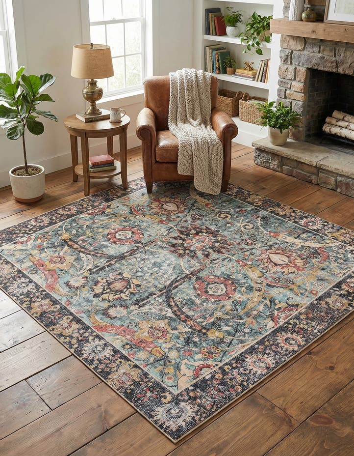 7' 10 x 7' 10 Washable Timeless Square Rug