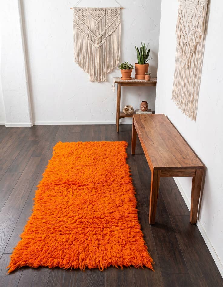 Detail image of 2' 5 x 4' 5 Hand Knotted Moroccan Wool Runner Rug