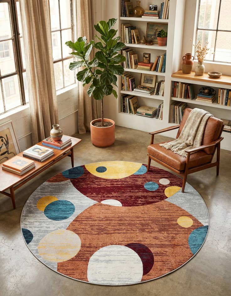 Detail image of 7' 10 x 7' 10 Kamala Washable Round Rug