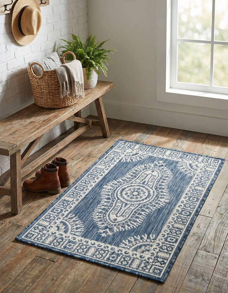 Detail image of 2' x 3'  Washable Traditional Indoor / Outdoor Rug