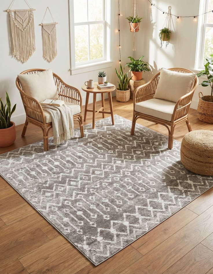 Detail image of 6' x 6' Bohemian Trellis Square Rug