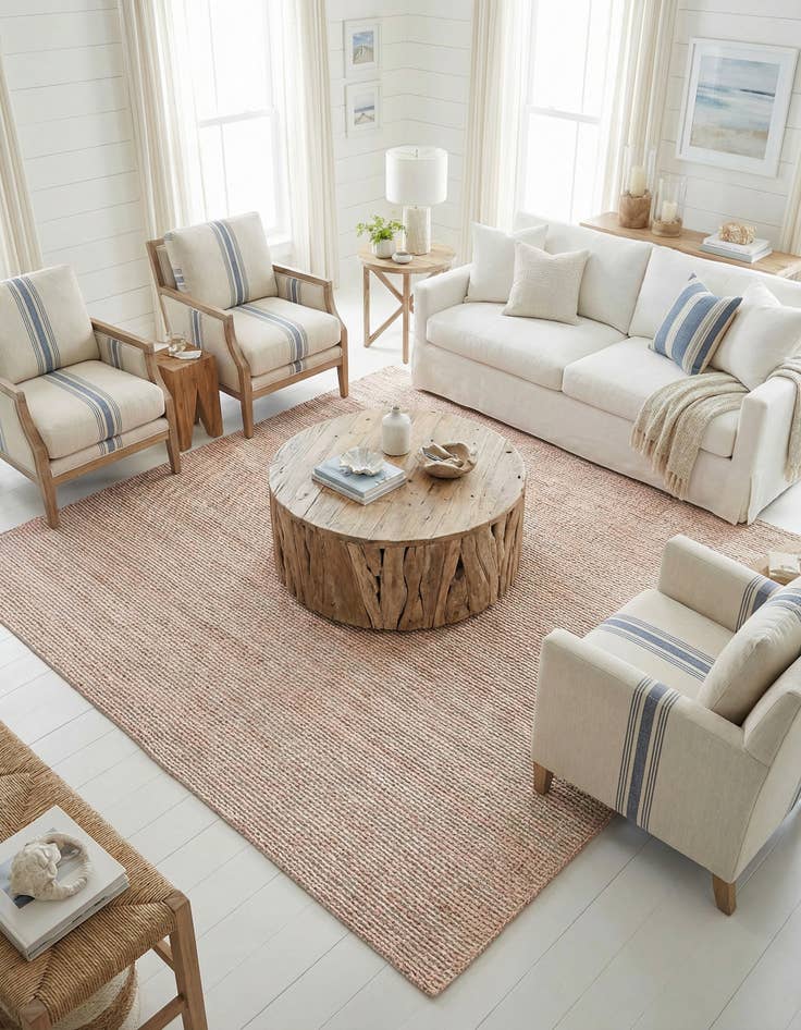 Detail image of 7' 10 x 7' 10 Seaside Pearl Jute Square Rug