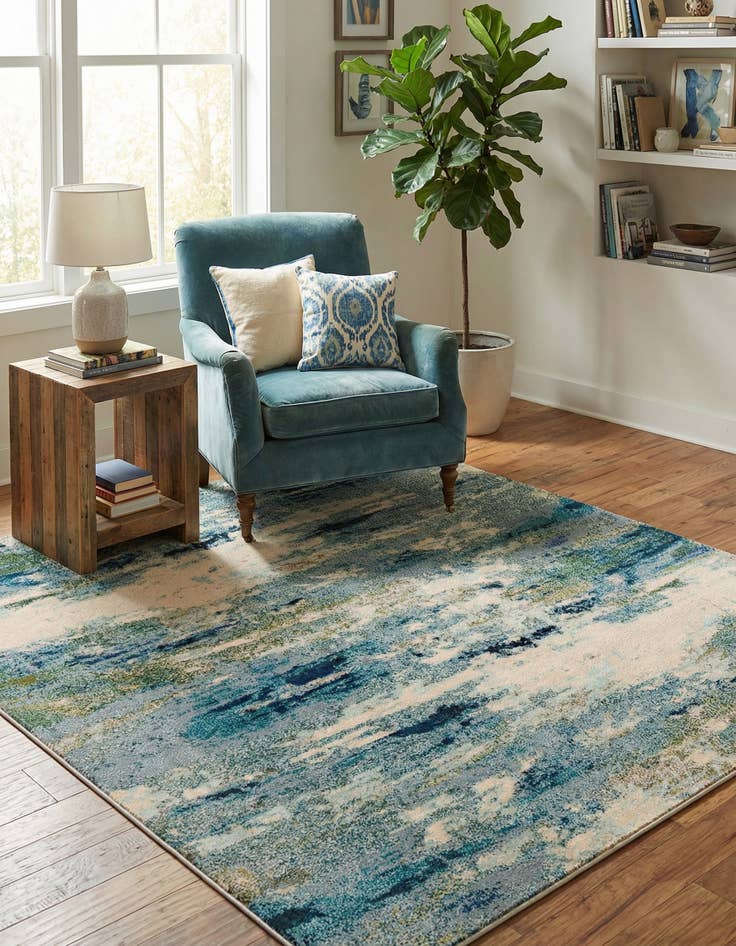 Detail image of 6' x 6'  Washable Spectrum Square Rug