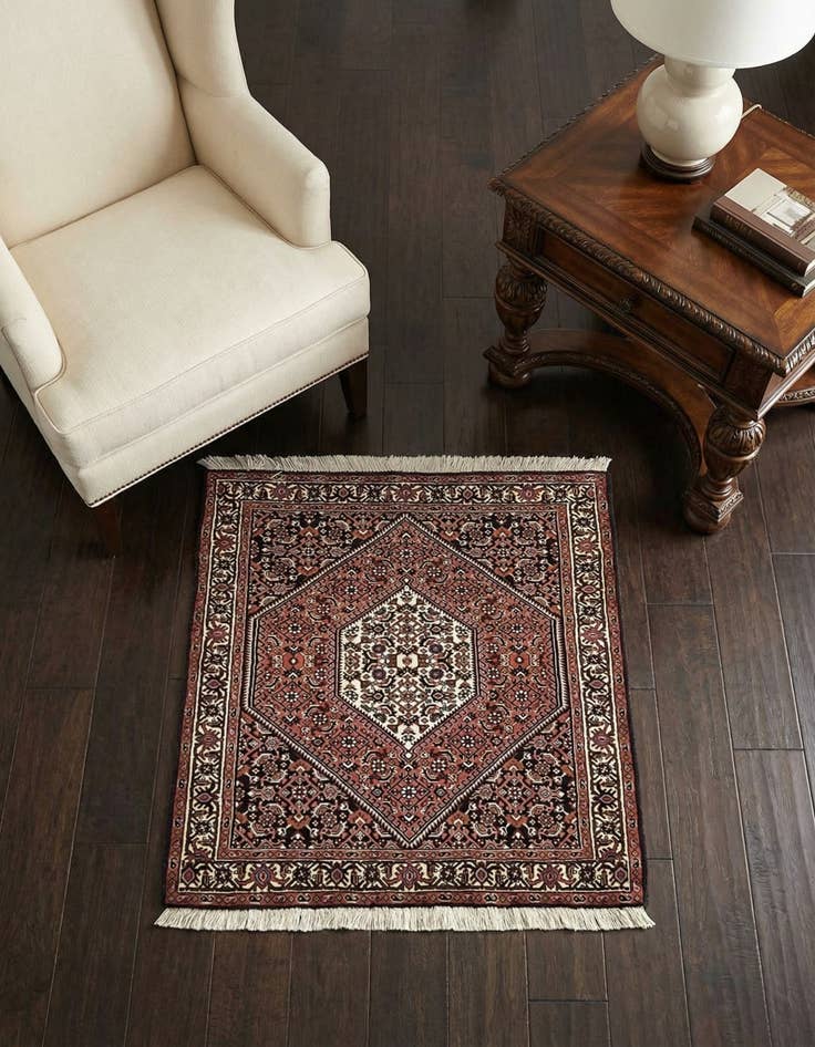 Detail image of 2' 7 x 3' 5 Hand Knotted Bidjar Persian Wool Square Rug