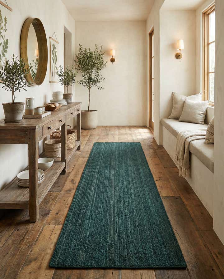 2' 7 x 9' 10 Handmade Braided Jute Runner Rug