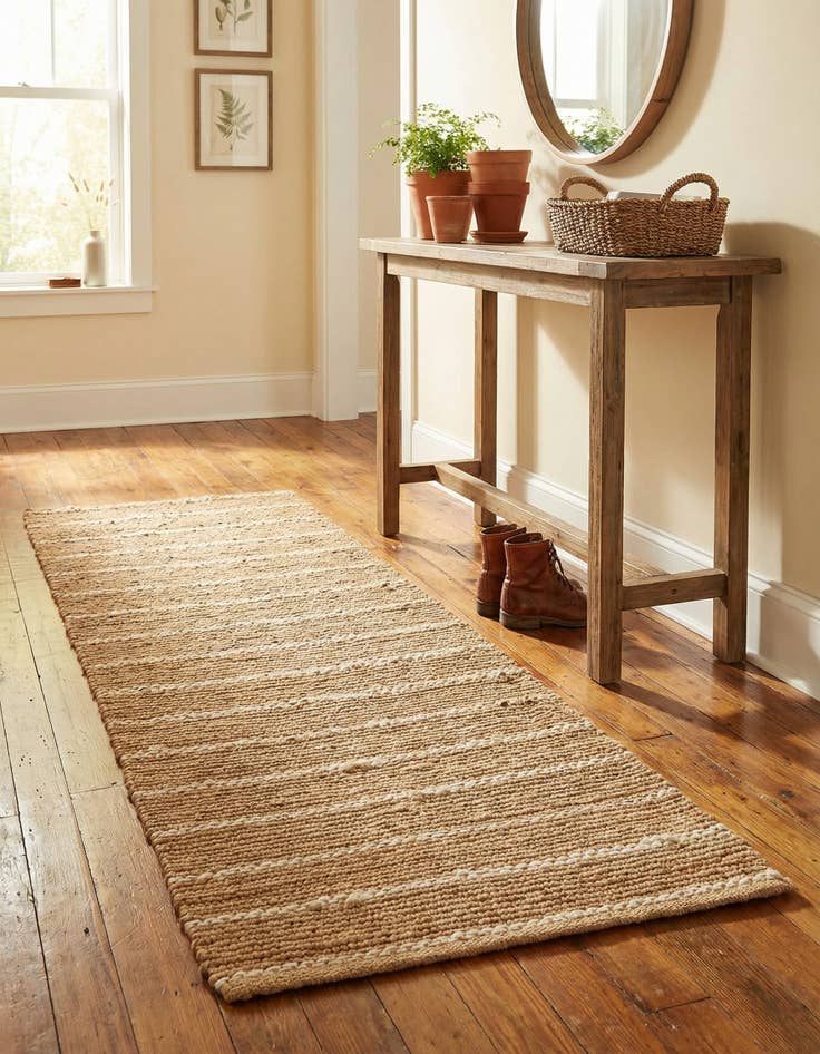 Detail image of 2' x 5' 1 Hand Braided Laurel Handwoven Jute Runner Rug