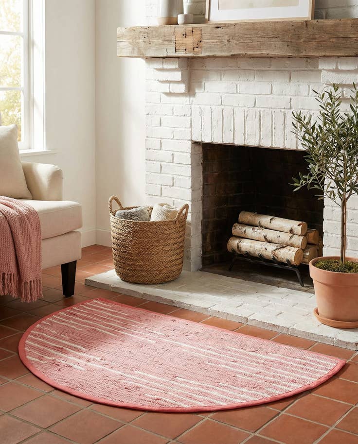 Detail image of 2' 2 x 3' 7 Hand Woven Chindi Cotton Hearth Rug