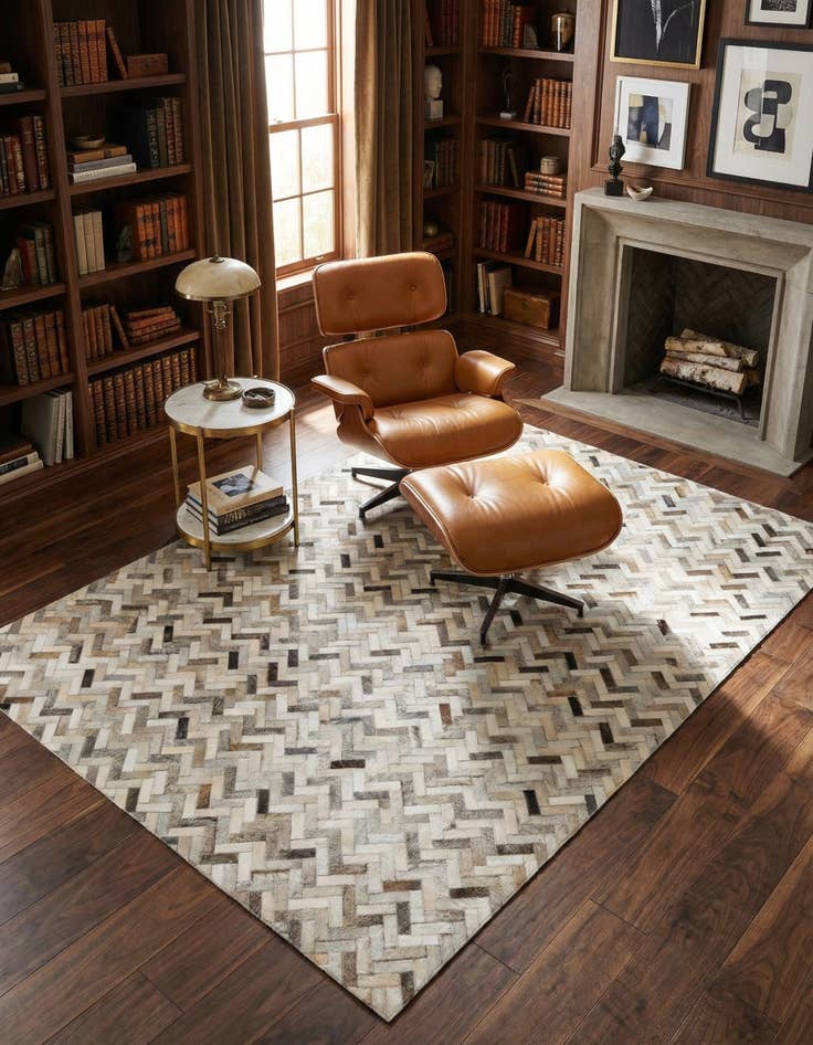 Detail image of 5' 4 x 7' 6 Cowhide Leather Rug