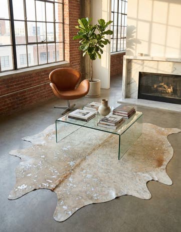 6' 2 x 6' 10 Cowhide Leather Square Rug