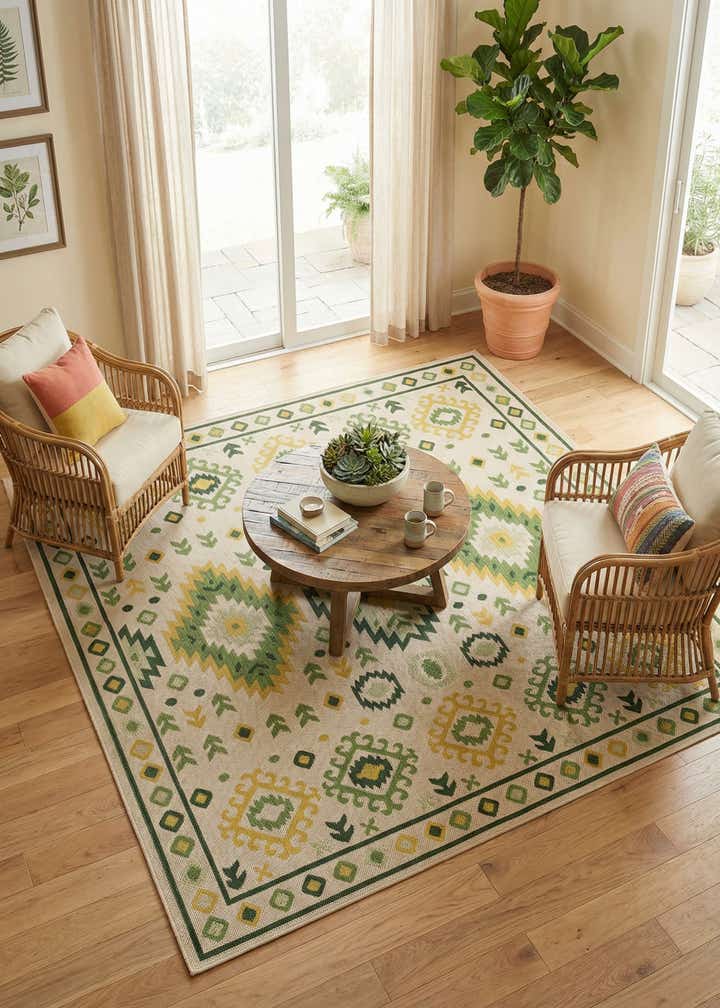 10' x 10' Easy-Clean Baja Indoor / Outdoor Square Rug