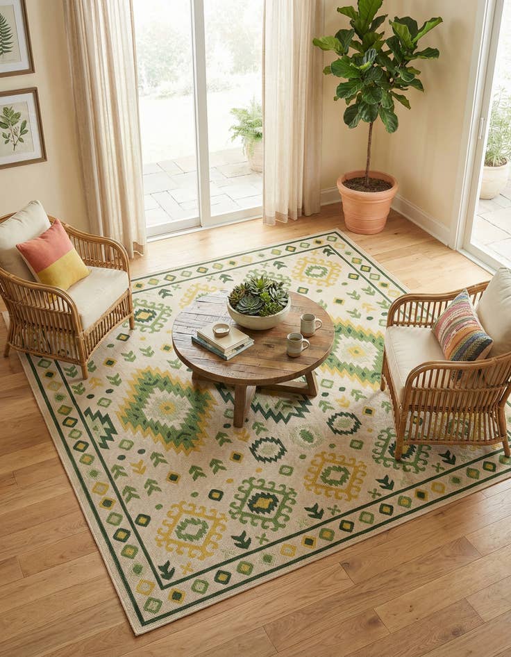 Detail image of 10' x 10' Easy-Clean Baja Indoor / Outdoor Square Rug