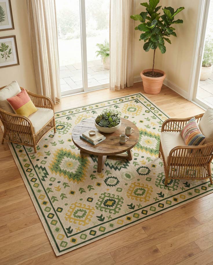 Detail image of 10' x 10' Easy-Clean Baja Indoor / Outdoor Square Rug