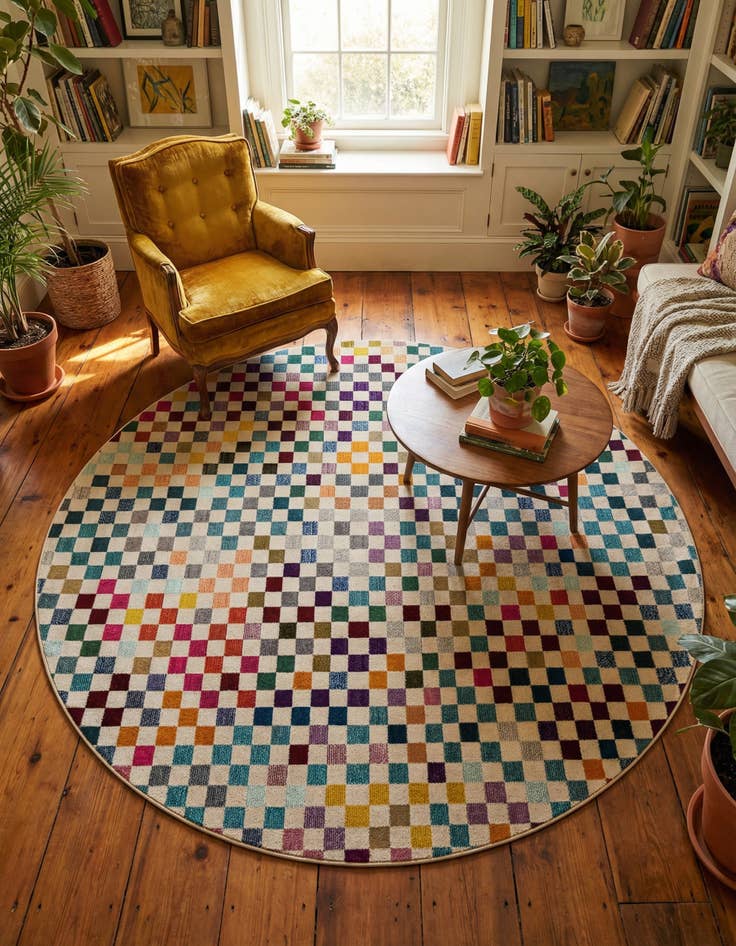 Detail image of 8' x 8' Washable Spectrum Round Rug