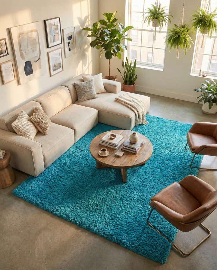 9' x 12' Solid Shag Rug