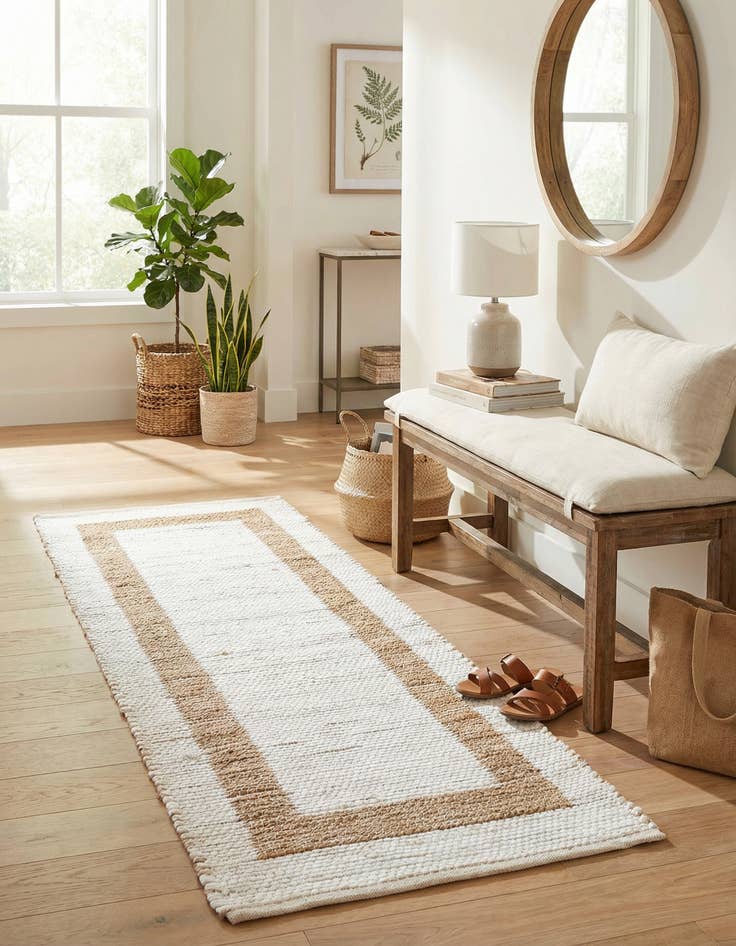 Detail image of 2' 2 x 6' 1  Hand Woven Chindi Jute Runner Rug