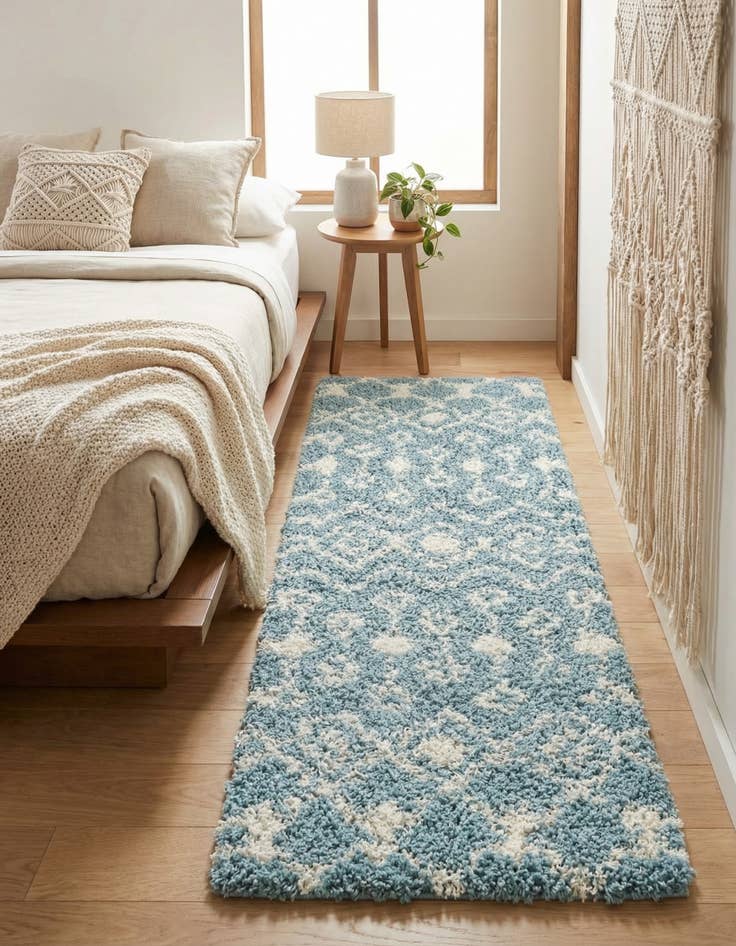 Detail image of 2' x 5' Moroccan Trellis Shag Runner Rug