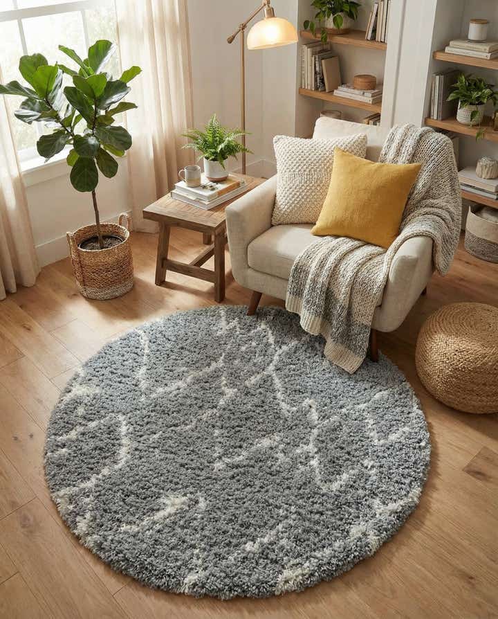 5' x 5' Infinity Shag Round Rug