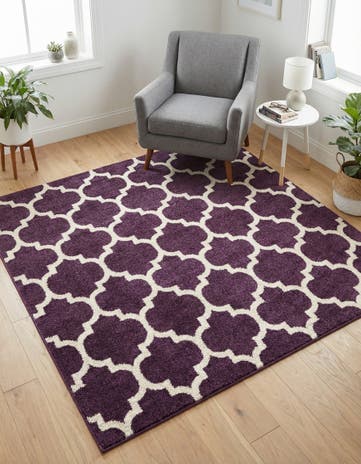 Purple Lattice Square Rug