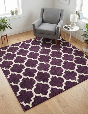 Purple Lattice Square Rug