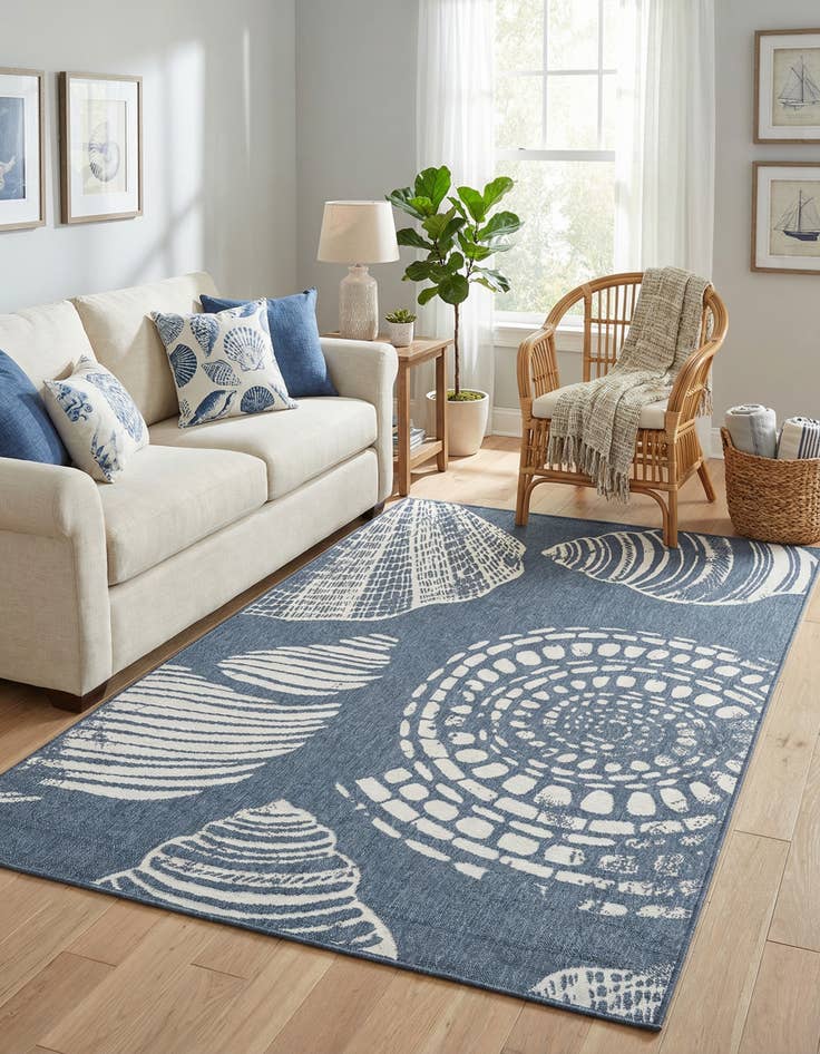 Detail image of 5' 3 x 8' Washable Coastal Indoor / Outdoor Rug