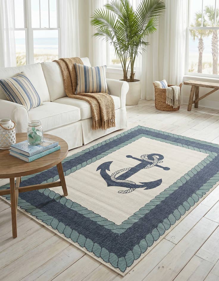 Detail image of 6' x 9' Washable Coastal Indoor / Outdoor Rug