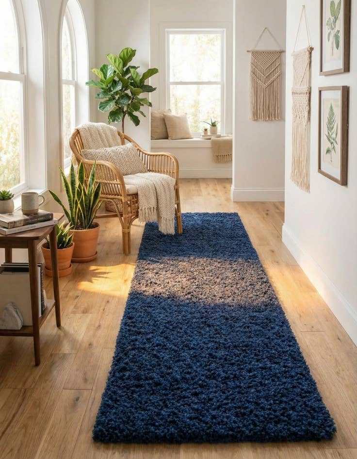 Detail image of 2' 7 x 10' Solid Shag Runner Rug