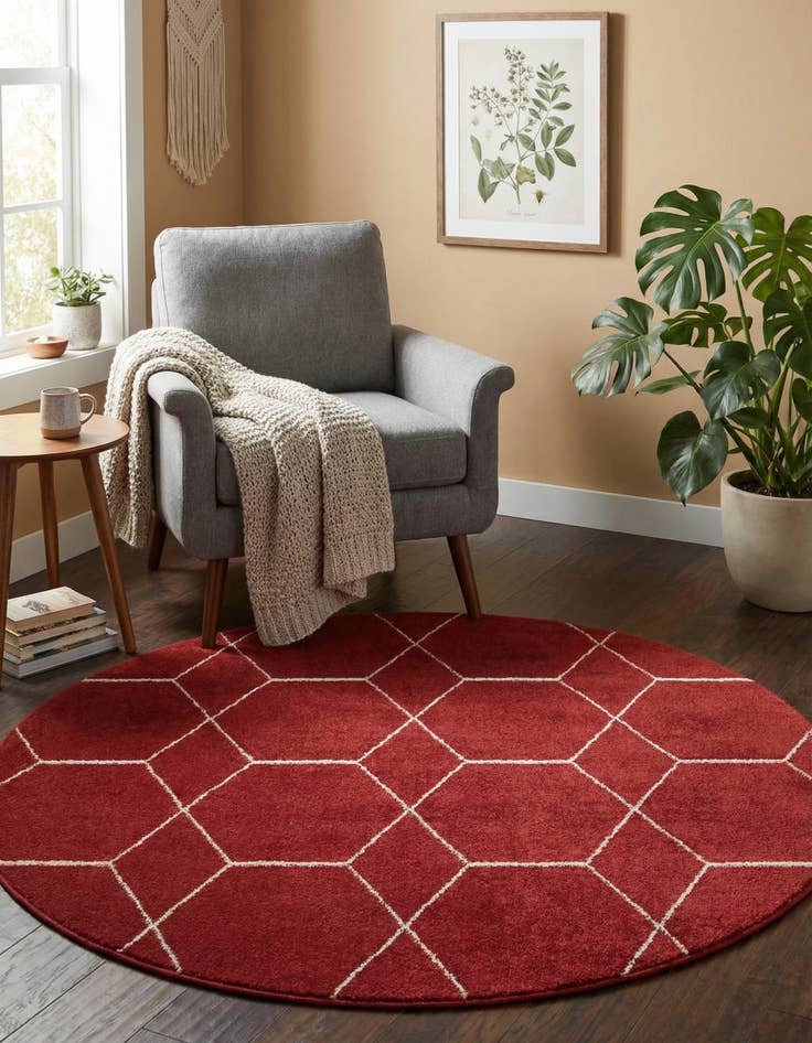 Detail image of 5' 3 x 5' 3 Lattice Frieze Round Rug