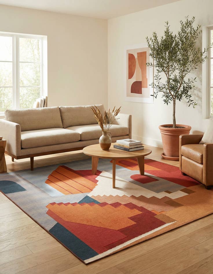 Detail image of 7' 10 x 7' 10  Washable Modern Indoor / Outdoor Square Rug