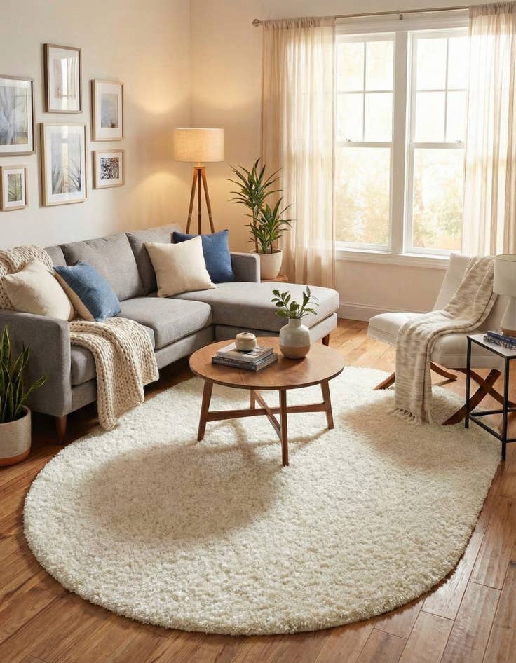 Detail image of 7' 10 x 10' Solid Shag Oval Rug