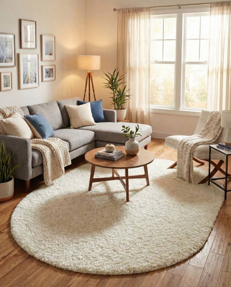 Detail image of 7' 10 x 10' Solid Shag Oval Rug
