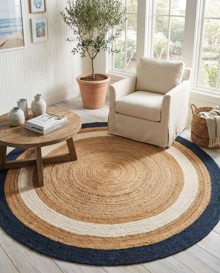 7' 10 x 7' 10 Handmade Braided Jute Round Rug