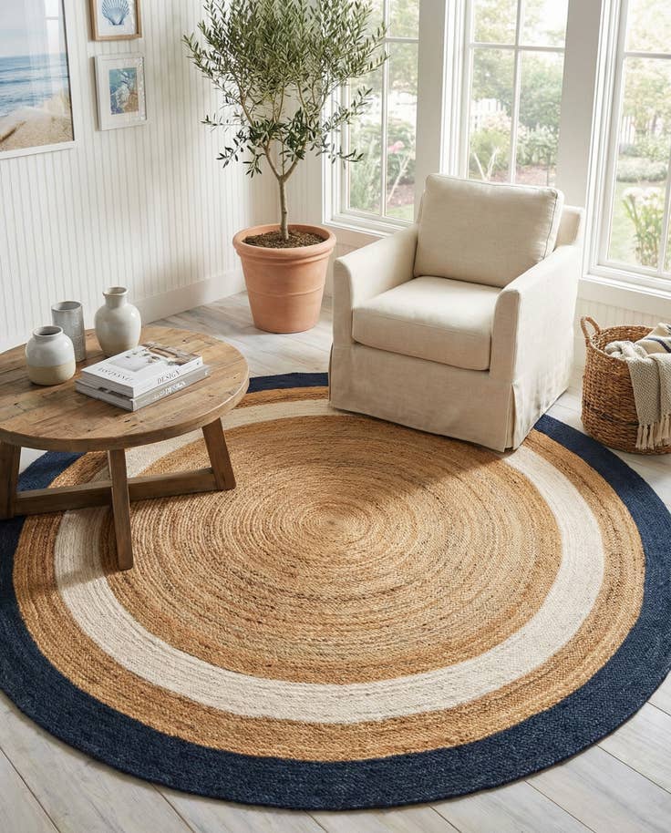 Detail image of 7' 10 x 7' 10 Handmade Braided Jute Round Rug