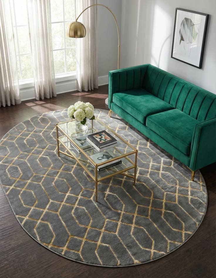 Detail image of 7' 10 x 10' Marilyn Monroe™ Glam Trellis Oval Rug