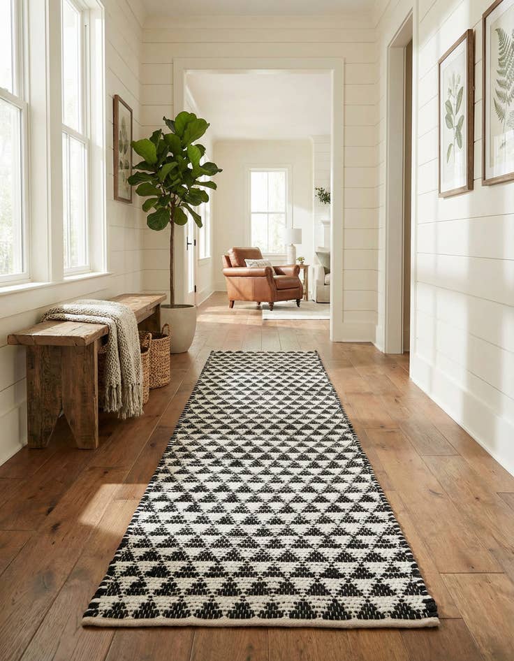 Detail image of 2' 7 x 10'  Hand Woven Chindi Jute Runner Rug