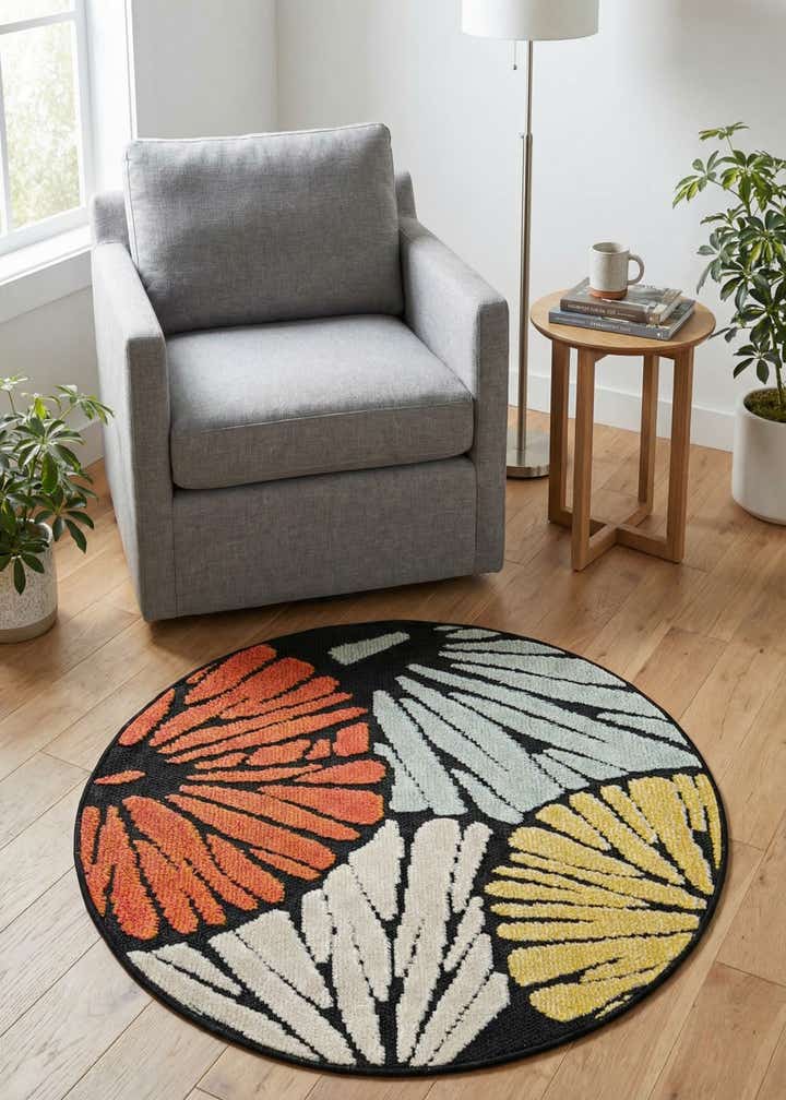 3' x 3' Easy-Clean Casablanca Indoor / Outdoor Round Rug