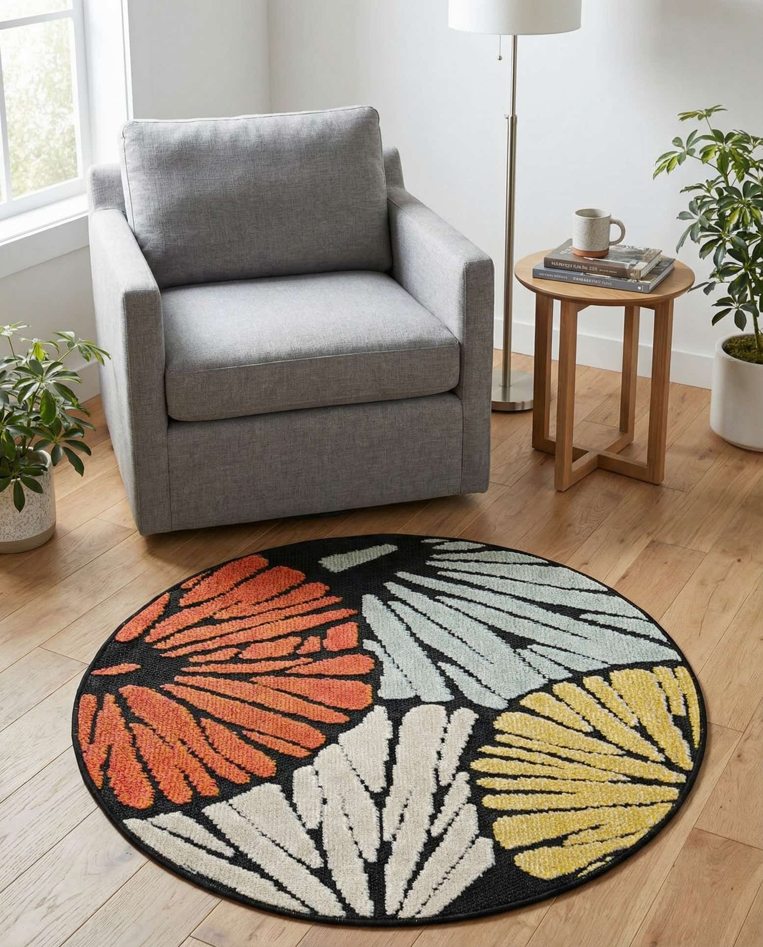 3' x 3' Easy-Clean Casablanca Indoor / Outdoor Round Rug