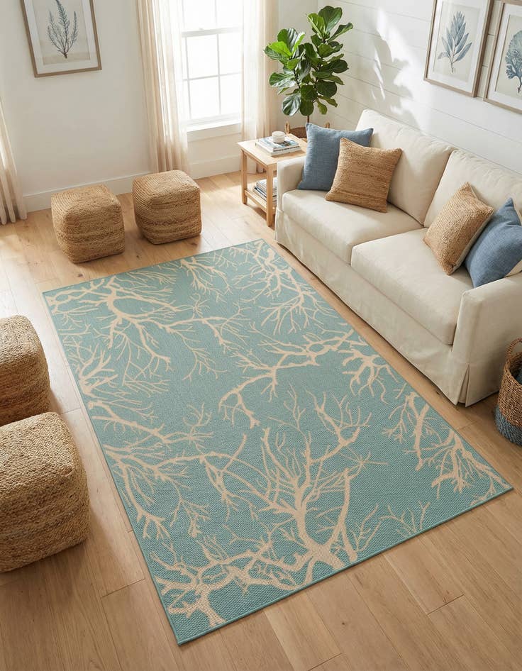 Detail image of 5' x 8' Washable Botanical Indoor / Outdoor Rug