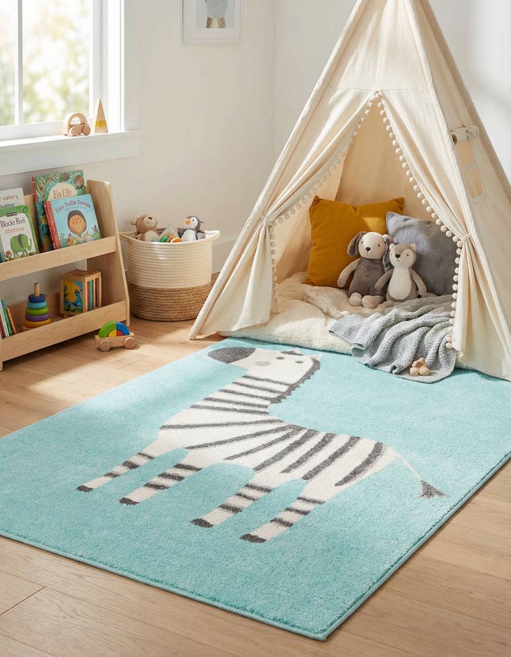 Detail image of 3' 11 x 5' 11 Zebra Whimsy Kids Rug